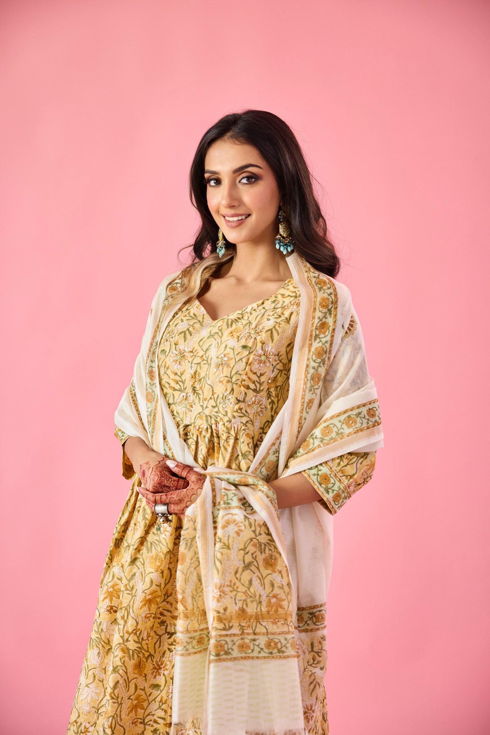 Parizaad Yellow Chanderi Hand Embellished Kurta Set