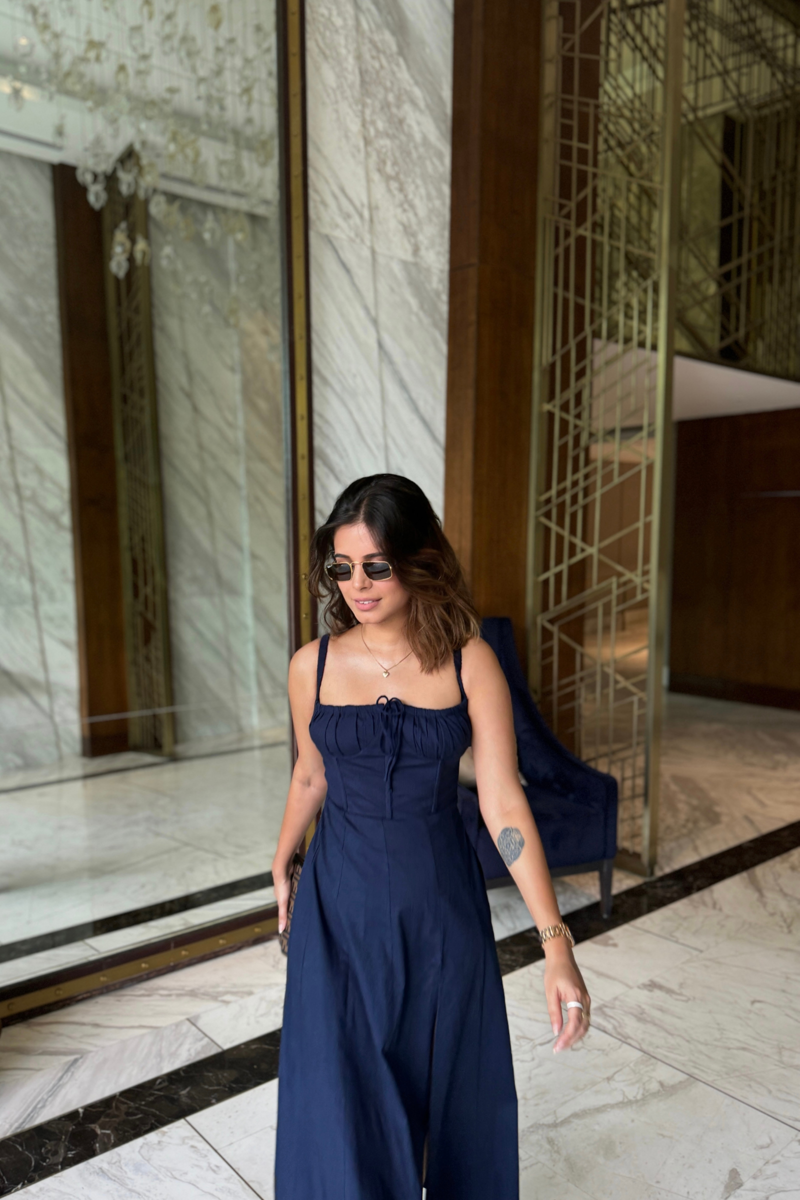 Laurel Navy Blue Bustier Sundress