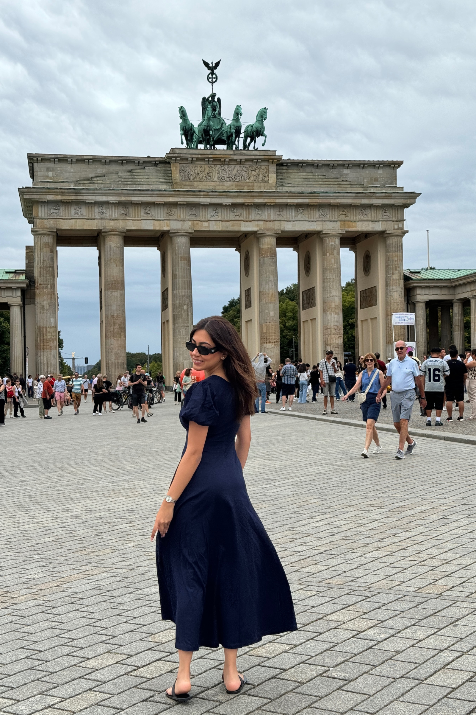 Brezza Navy Blue V-Neck Maxi Dress