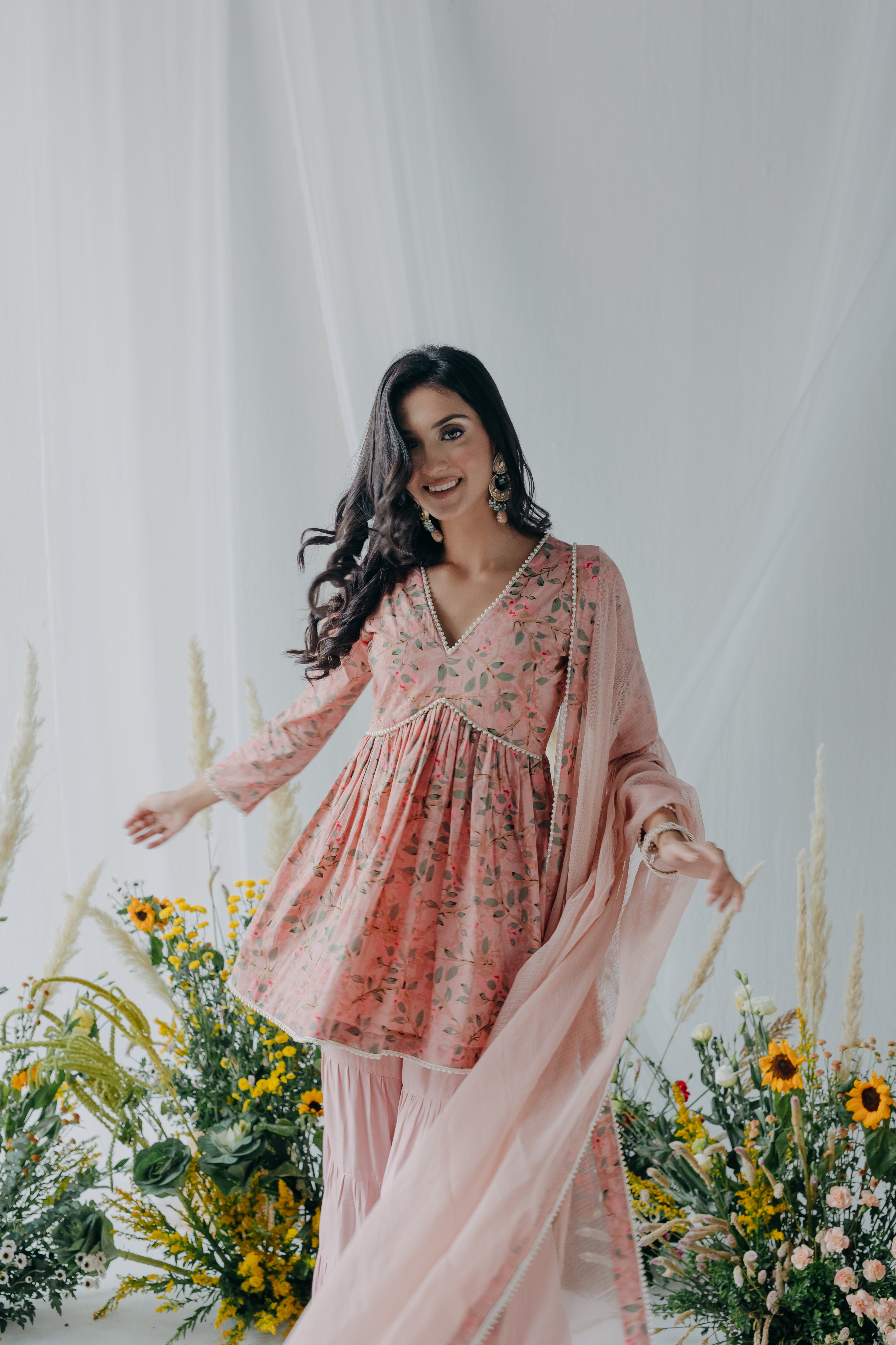 Nyla Pink Printed Cotton Kurti – Old Marigold